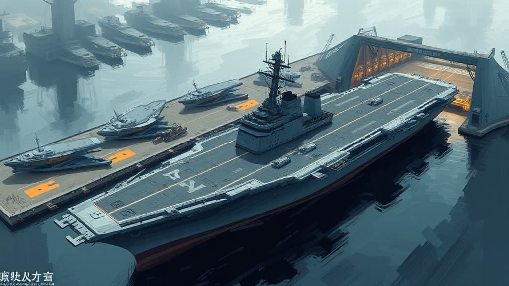 Chinese Aircraft Carrier CNS Shandong Docked in New Dry Dock for Repairs at Yulin Naval Base