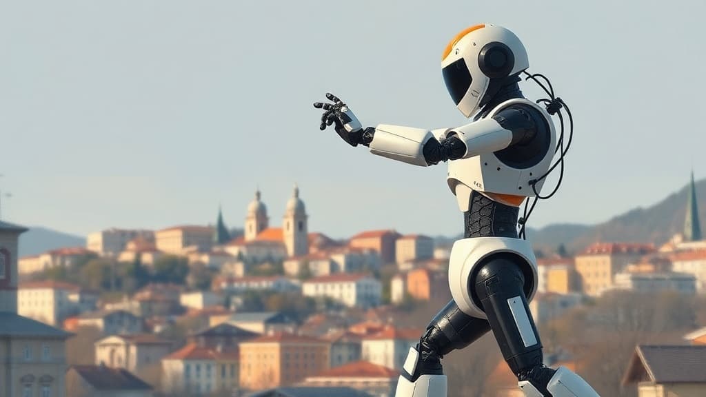 Slovenian Robot Roby Demonstrates Martial Arts Moves in Mostar